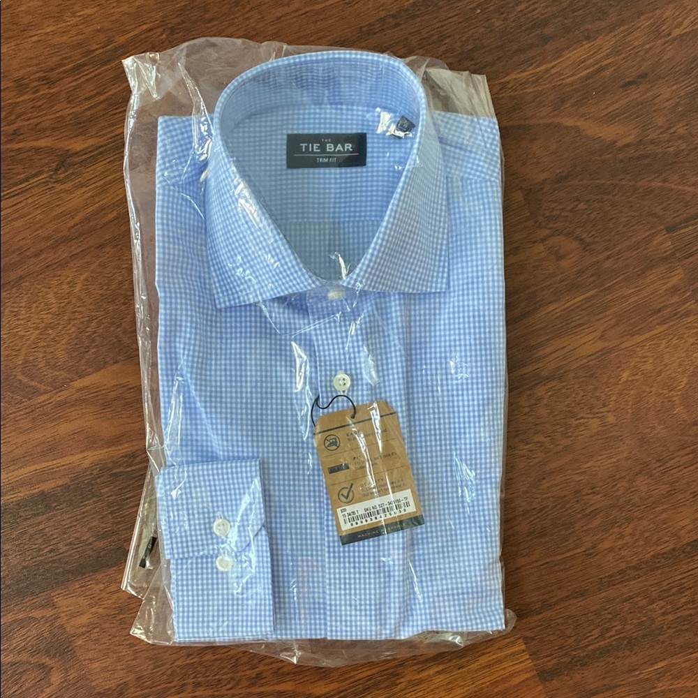 The Tie Bar Light Blue Gingham Dress Shirt